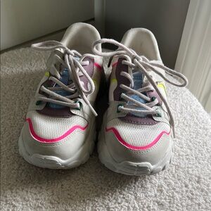 Zara White Sneakers with Pink, Blue & Purple Accents - Kids